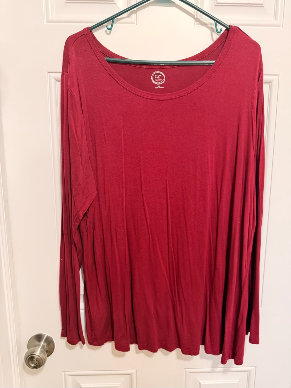 Maurices Long-Sleeve Scoop Neck Top in Wine Red